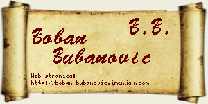 Boban Bubanović vizit kartica